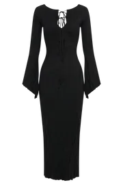 Meshki Maxi Dresses Women Brinley Long Sleeve Knit Maxi Dress 8211 Black Black