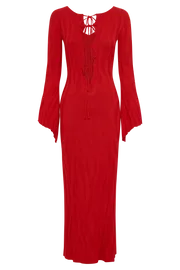 Meshki Maxi Dresses Women Brinley Long Sleeve Knit Maxi Dress 8211 Red Red