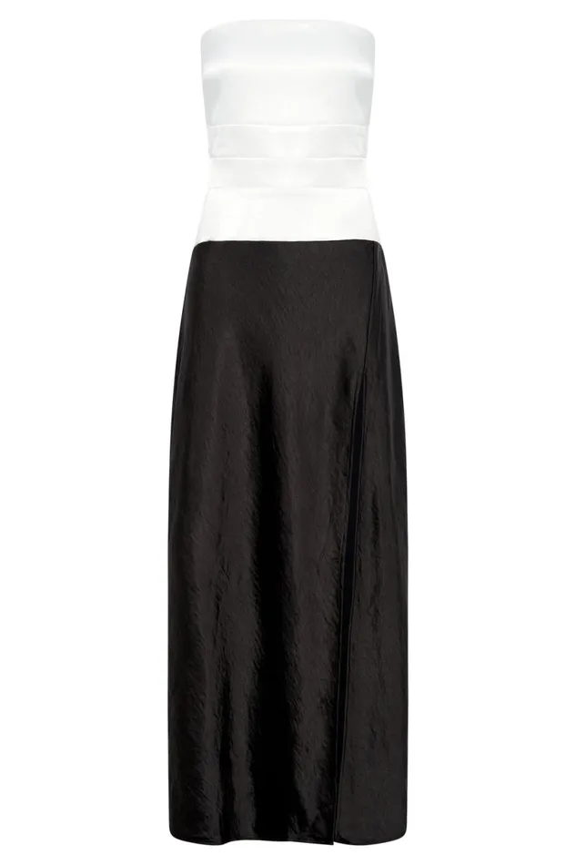 Meshki Maxi Dresses Women Brooklyn Two Tone Strapless Maxi Dress 8211 Black Black