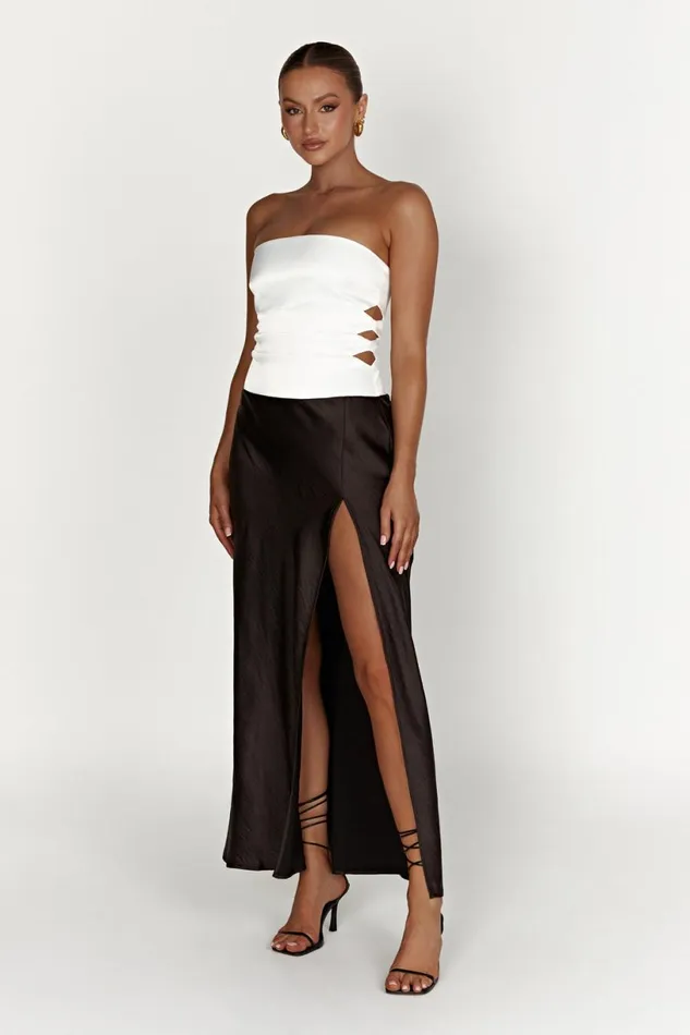 Meshki Maxi Dresses Women Brooklyn Two Tone Strapless Maxi Dress 8211 Black Black