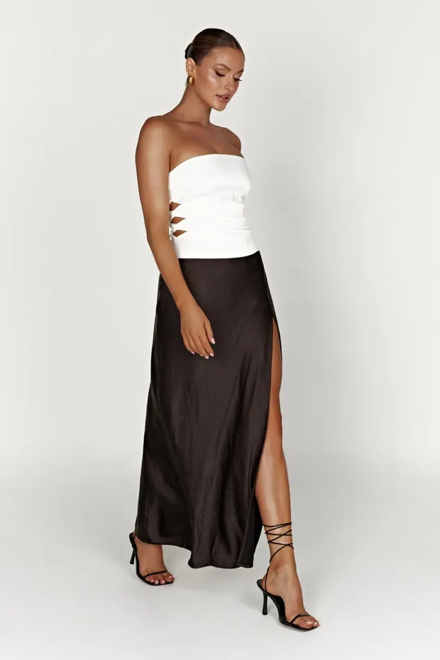Meshki Maxi Dresses Women Brooklyn Two Tone Strapless Maxi Dress 8211 Black Black