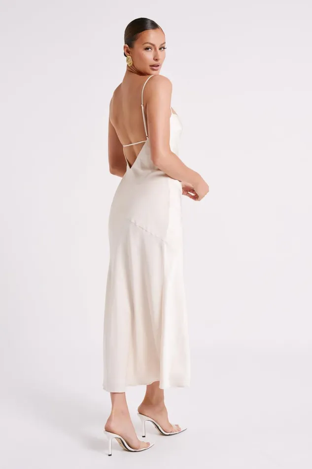 Meshki Maxi Dresses Women Brynlee Low Back Satin Maxi Dress 8211 Sand Sand