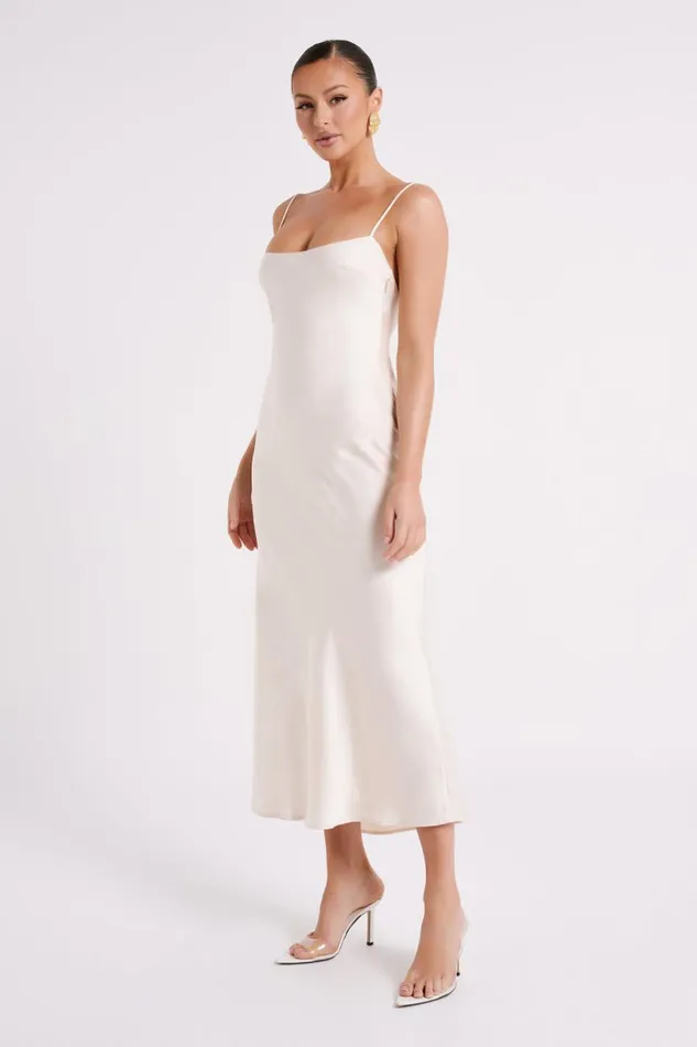 Meshki Maxi Dresses Women Brynlee Low Back Satin Maxi Dress 8211 Sand Sand