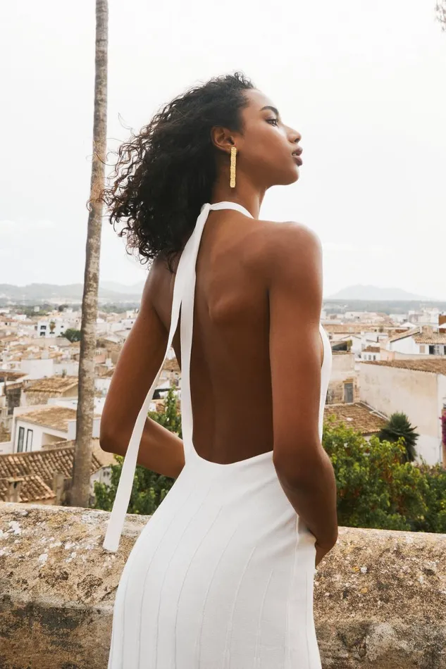 Meshki Maxi Dresses Women Caity Ribbed Halter Maxi Dress 8211 White White
