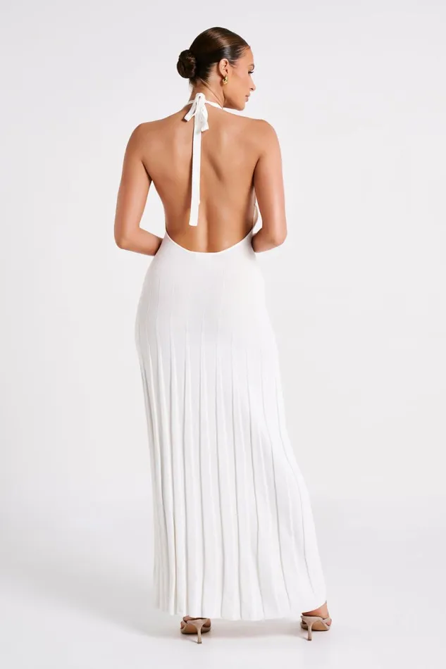 Meshki Maxi Dresses Women Caity Ribbed Halter Maxi Dress 8211 White White