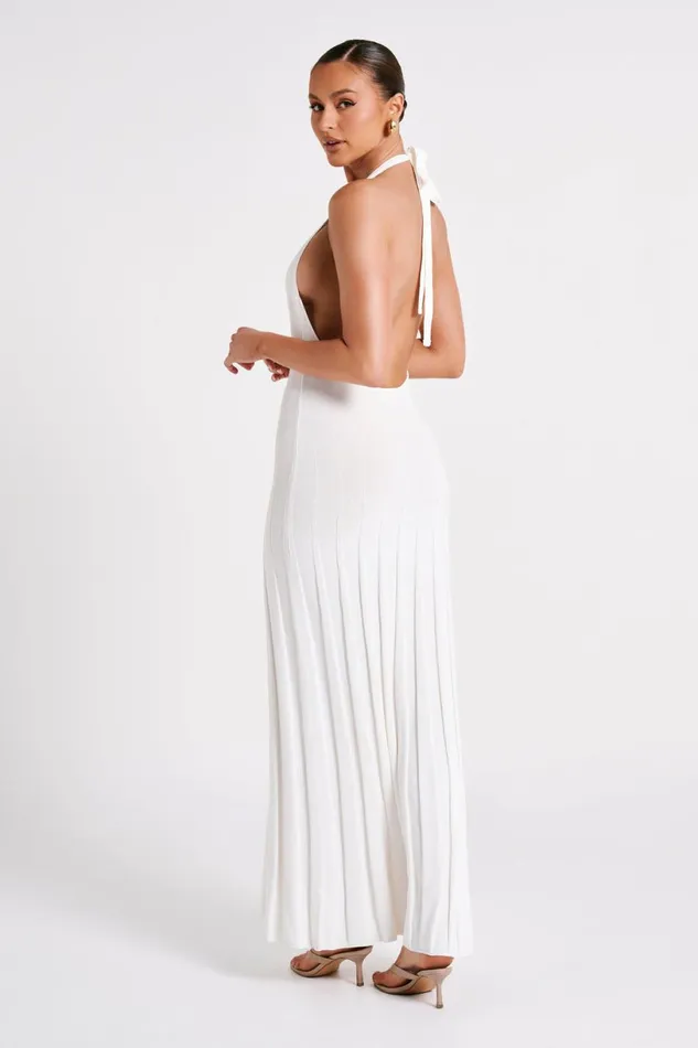 Meshki Maxi Dresses Women Caity Ribbed Halter Maxi Dress 8211 White White