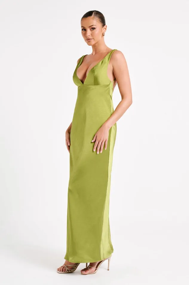 Meshki Maxi Dresses Women Carmelita Open Back Pearl Maxi Dress 8211 Parakeet Green Parakeet Green
