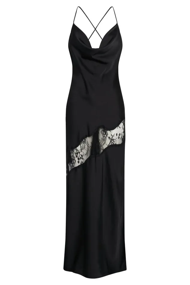 Meshki Maxi Dresses Women Chandra Lace Detail Satin Maxi Dress 8211 Black Black Meshki Maxi Dresses Women Chandra Lace Detail Satin Maxi Dress 8211 Black Black