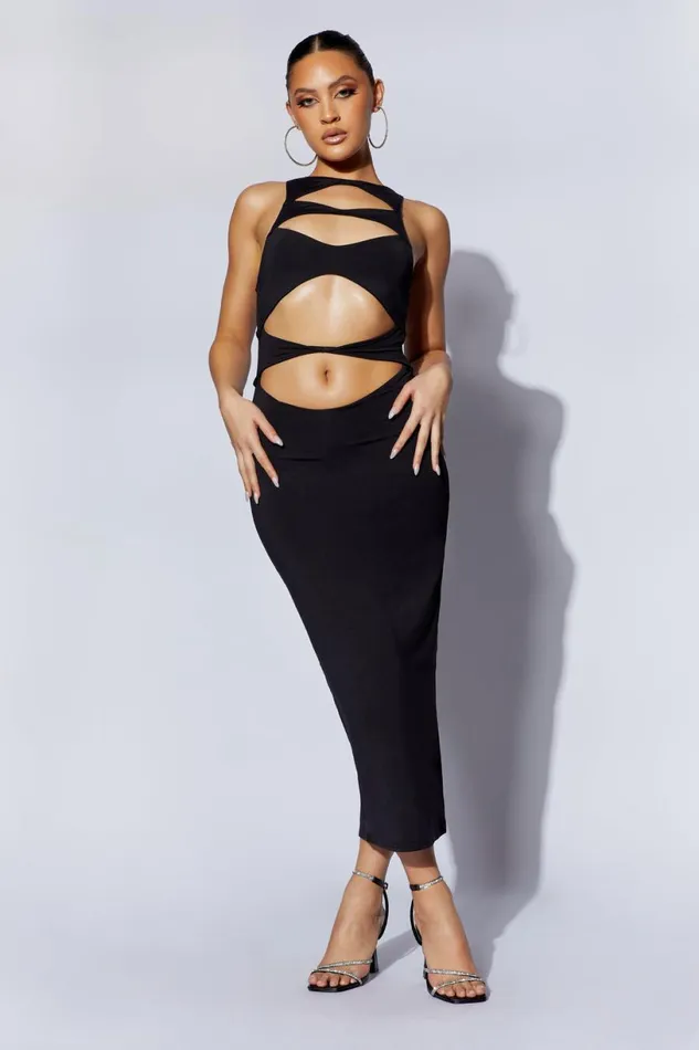 Meshki Maxi Dresses Women Chloe Cut Out Maxi Dress 8211 Black Black