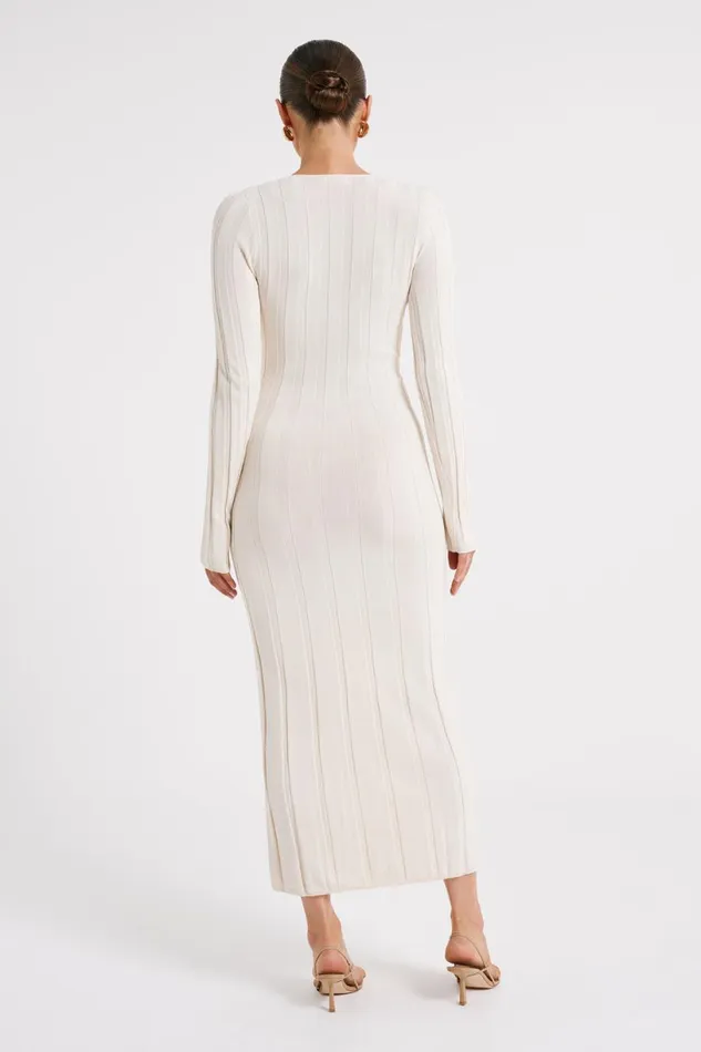 Meshki Maxi Dresses Women Ciara Ribbed Maxi Dress 8211 Ivory Ivory