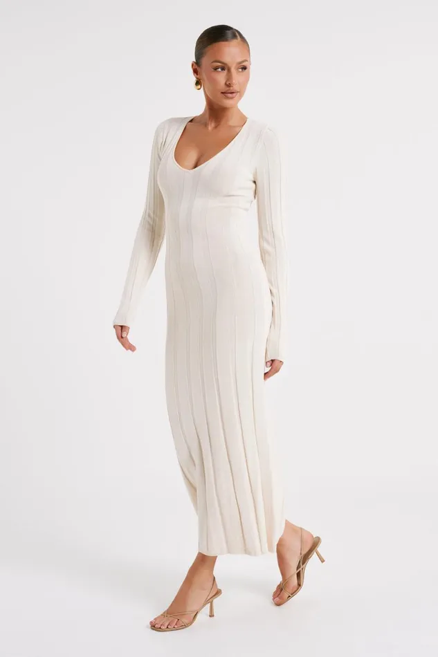 Meshki Maxi Dresses Women Ciara Ribbed Maxi Dress 8211 Ivory Ivory