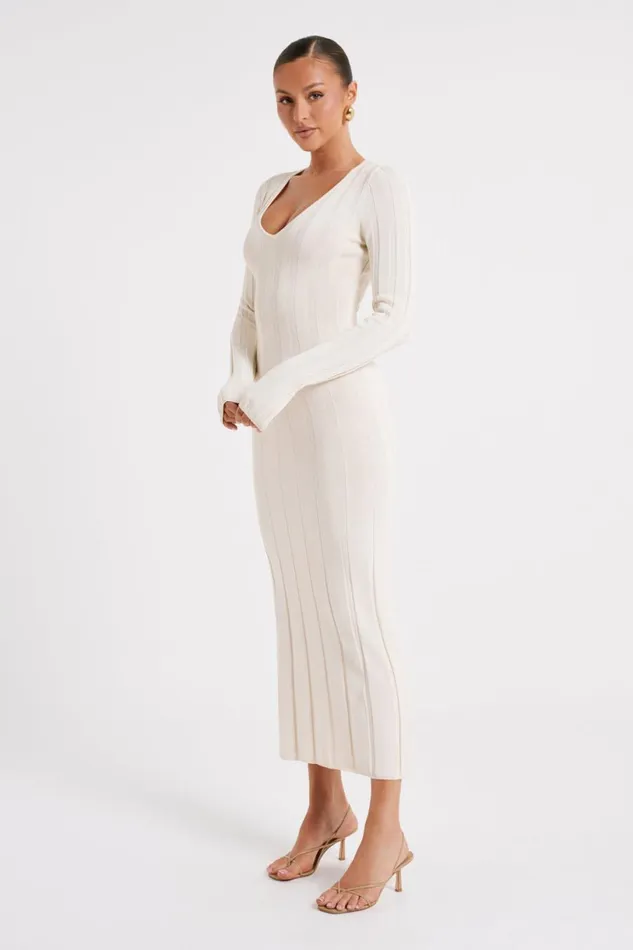 Meshki Maxi Dresses Women Ciara Ribbed Maxi Dress 8211 Ivory Ivory
