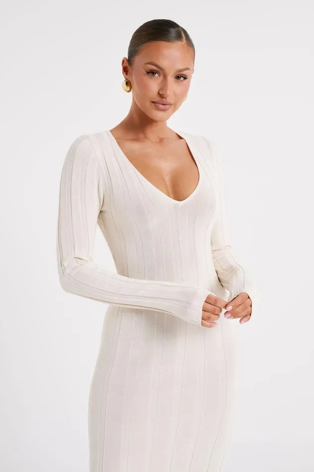 Meshki Maxi Dresses Women Ciara Ribbed Maxi Dress 8211 Ivory Ivory