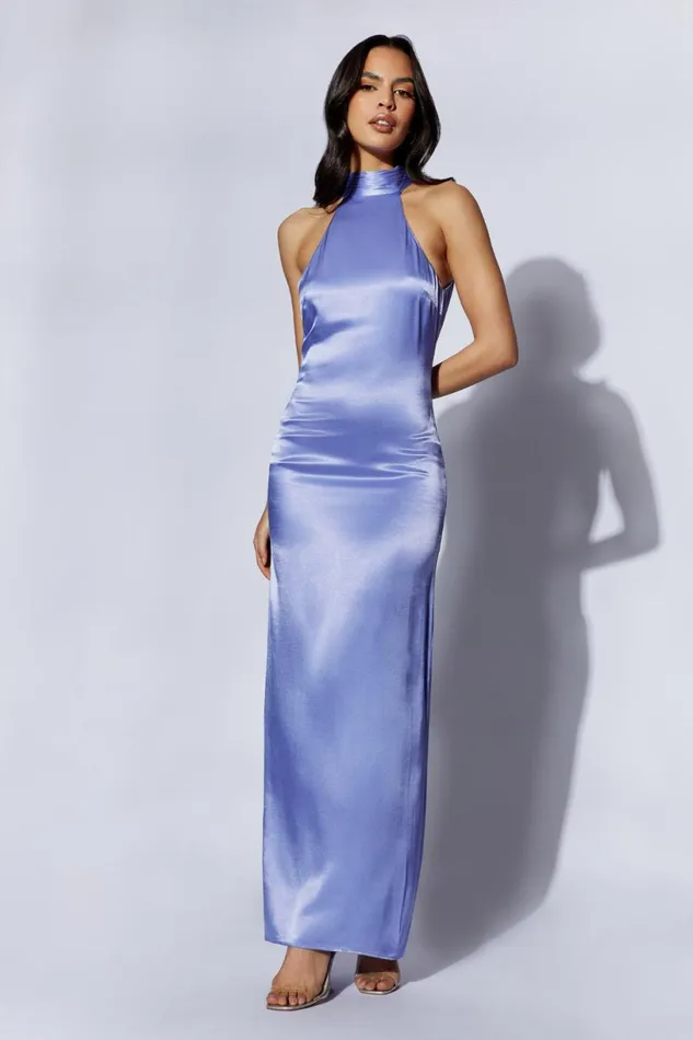 Meshki Maxi Dresses Women Claire Satin Drape Back Maxi Dress 8211 Lavender Lavender