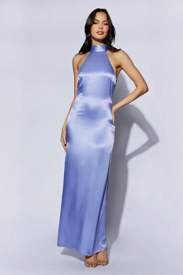 Meshki Maxi Dresses Women Claire Satin Drape Back Maxi Dress 8211 Lavender Lavender