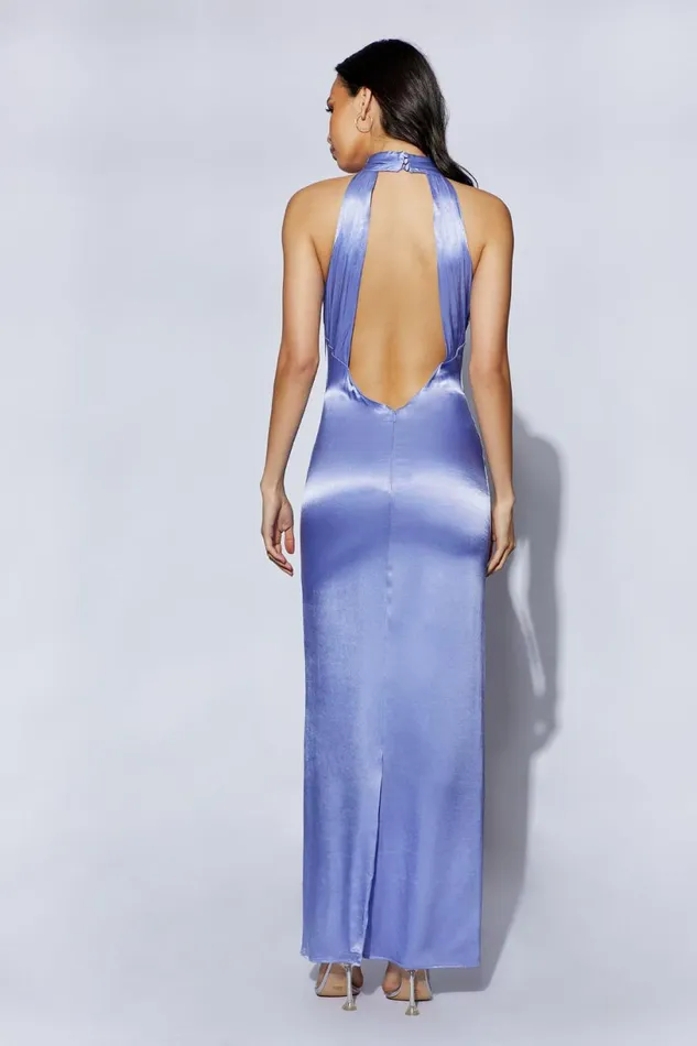 Meshki Maxi Dresses Women Claire Satin Drape Back Maxi Dress 8211 Lavender Lavender