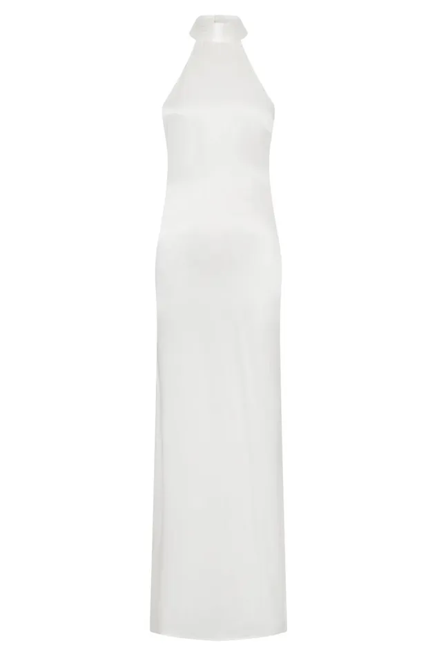 Meshki Maxi Dresses Women Claire Satin Drape Back Maxi Dress 8211 White White Meshki Maxi Dresses Women Claire Satin Drape Back Maxi Dress 8211 White White