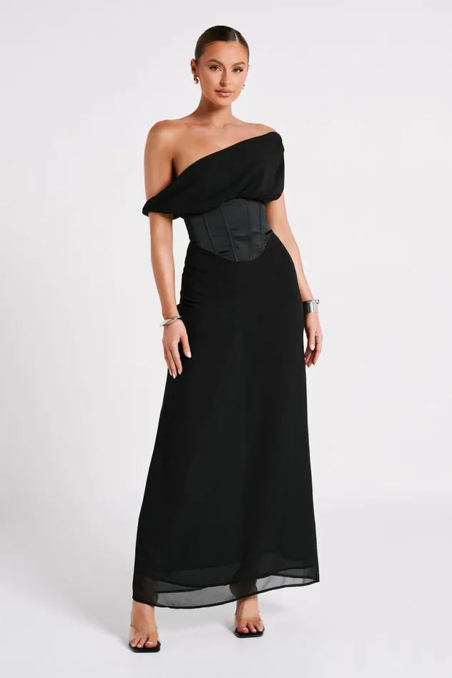 Meshki Maxi Dresses Women Courtney Chiffon Maxi Dress 8211 Black Black