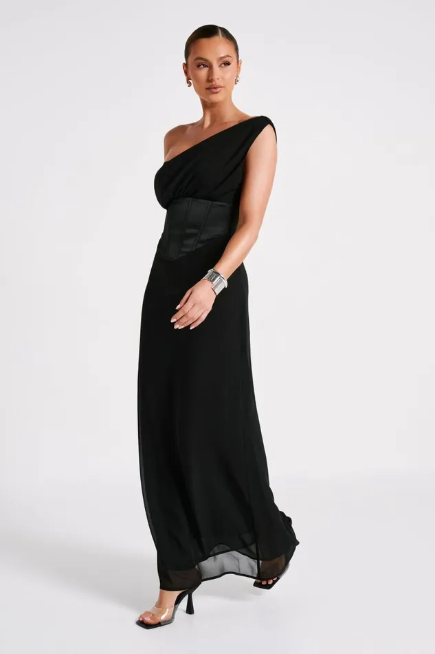 Meshki Maxi Dresses Women Courtney Chiffon Maxi Dress 8211 Black Black