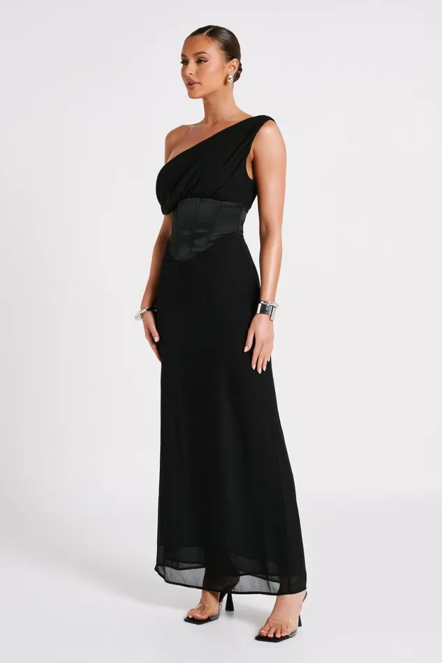 Meshki Maxi Dresses Women Courtney Chiffon Maxi Dress 8211 Black Black