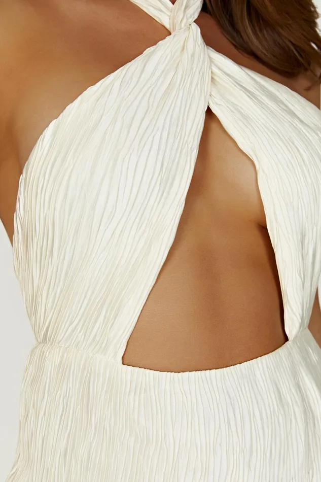 Meshki Maxi Dresses Women Demetria Plisse Halter Maxi Dress 8211 Ivory Ivory