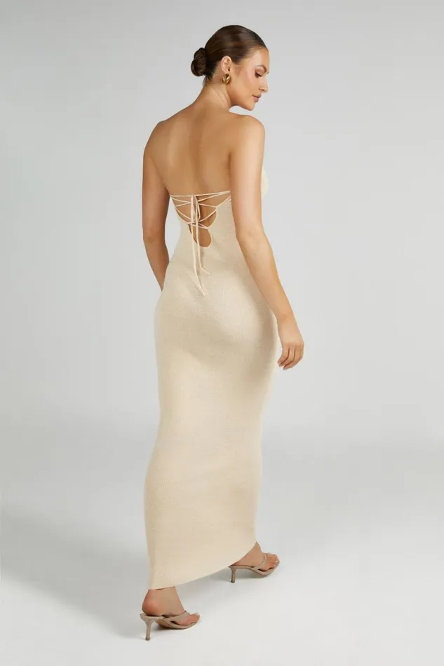 Meshki Maxi Dresses Women Emmy Strapless Knit Maxi Dress 8211 Wheat Wheat