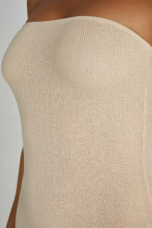 Meshki Maxi Dresses Women Emmy Strapless Knit Maxi Dress 8211 Wheat Wheat