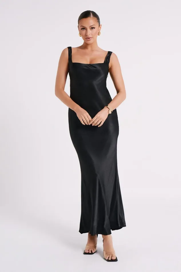 Meshki Maxi Dresses Women Ensley Satin Maxi Dress 8211 Black Black