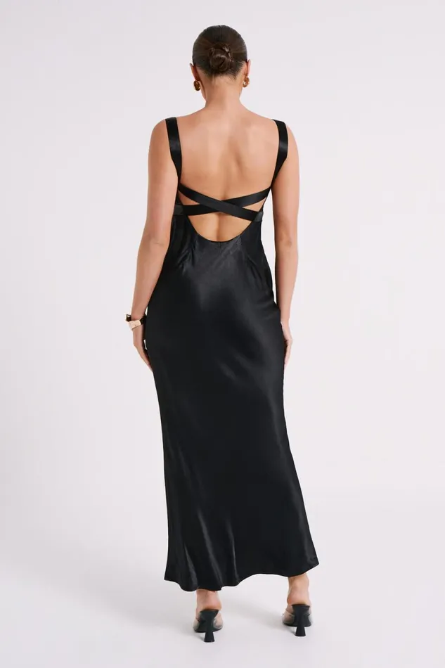 Meshki Maxi Dresses Women Ensley Satin Maxi Dress 8211 Black Black