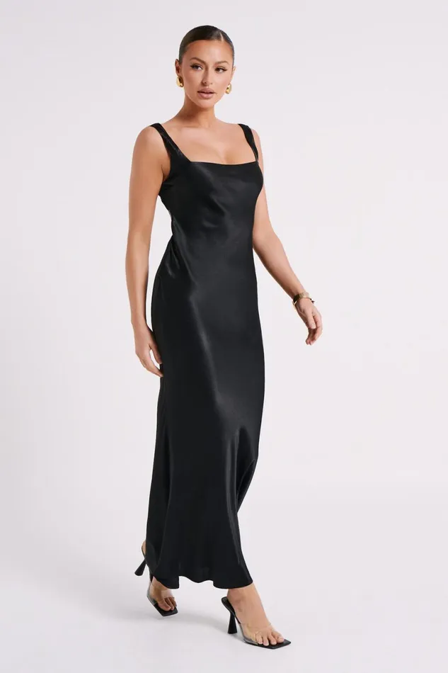 Meshki Maxi Dresses Women Ensley Satin Maxi Dress 8211 Black Black