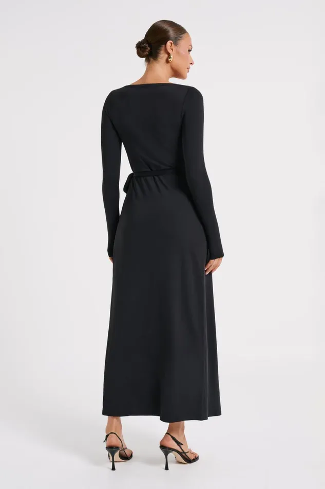 Meshki Maxi Dresses Women Gillian Recycled Nylon Wrap Maxi Dress 8211 Black Black