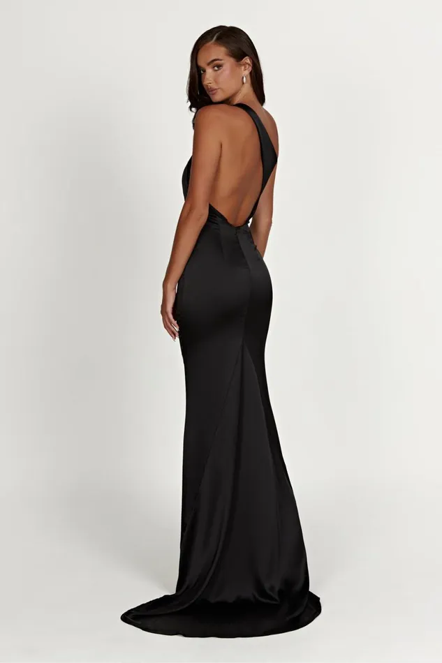 Meshki Maxi Dresses Women Harper One Shoulder Gown 8211 Black Black