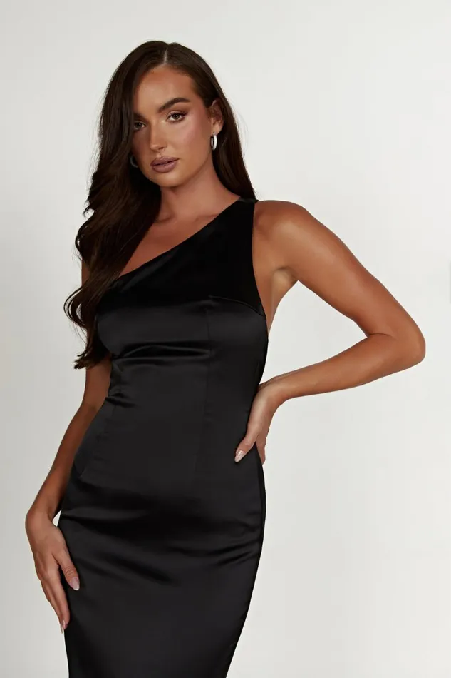 Meshki Maxi Dresses Women Harper One Shoulder Gown 8211 Black Black
