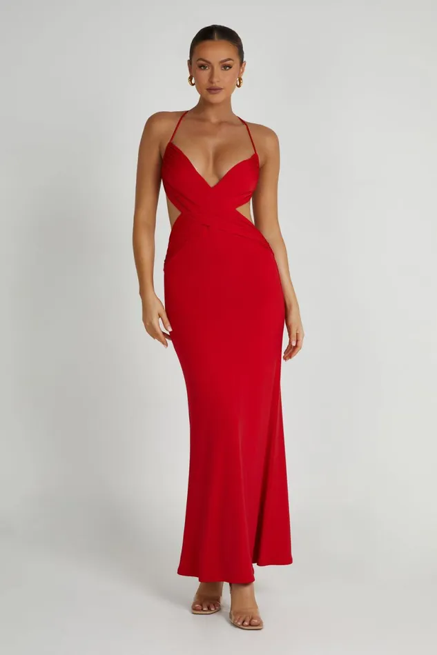 Meshki Maxi Dresses Women Indiana Slinky Maxi Dress 8211 Red Red