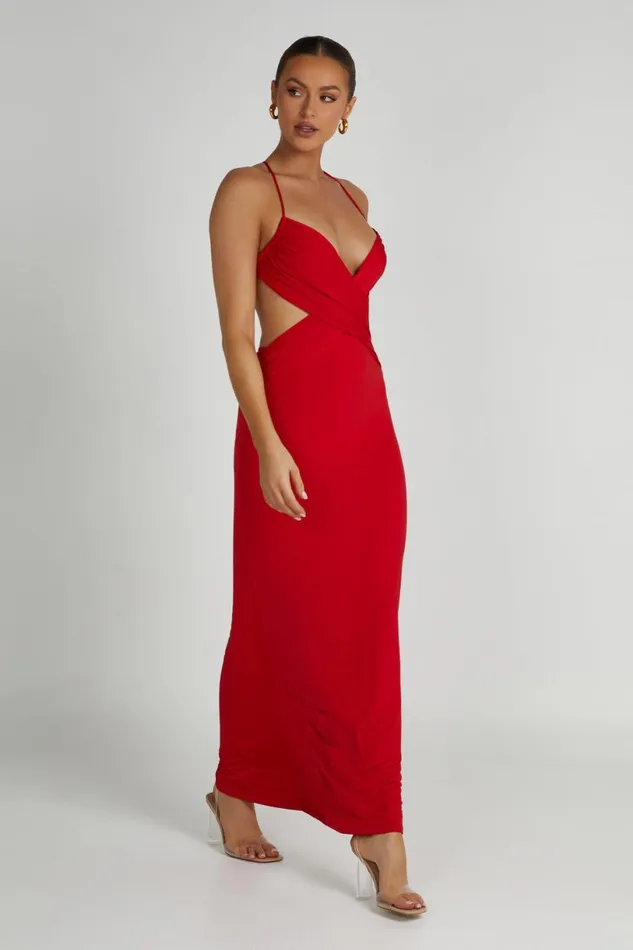 Meshki Maxi Dresses Women Indiana Slinky Maxi Dress 8211 Red Red