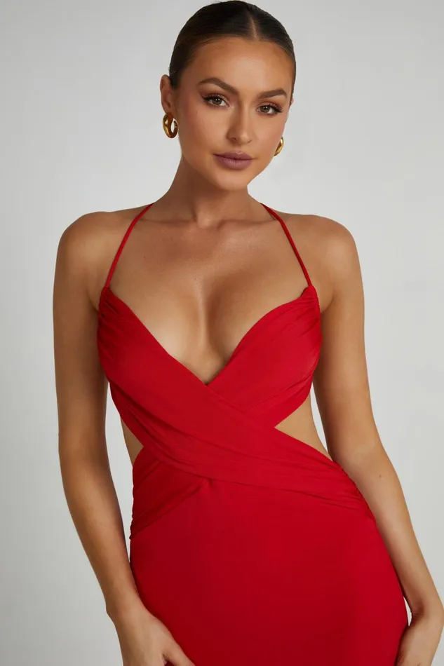 Meshki Maxi Dresses Women Indiana Slinky Maxi Dress 8211 Red Red