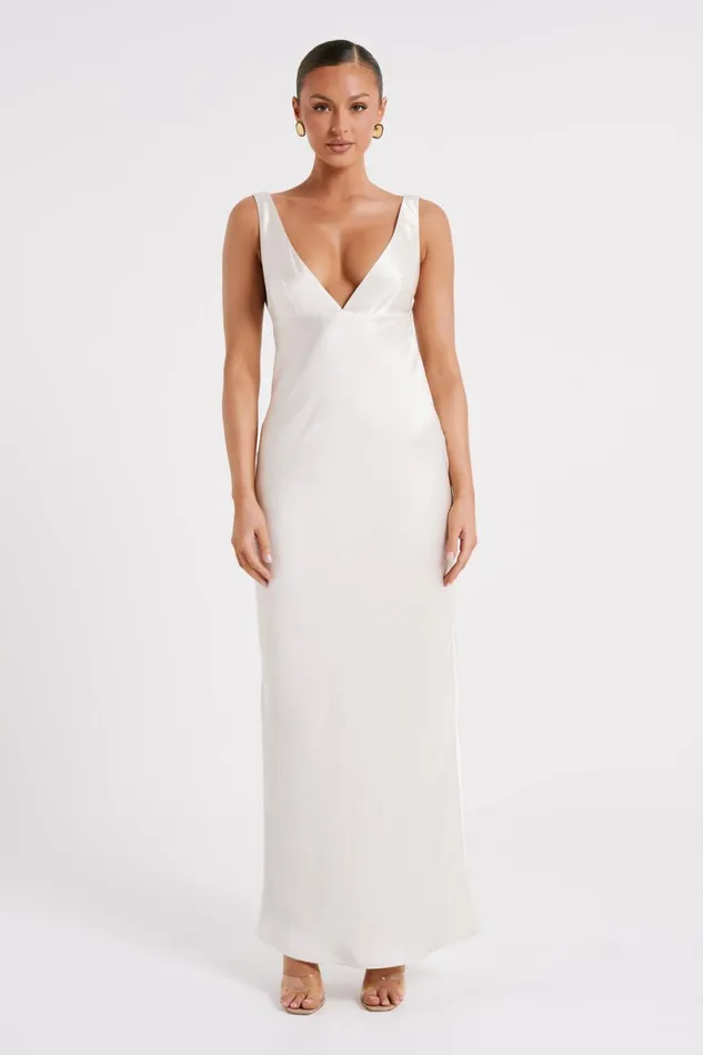Meshki Maxi Dresses Women Indy Open Back Maxi Dress 8211 White White