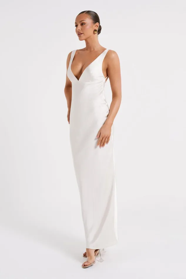 Meshki Maxi Dresses Women Indy Open Back Maxi Dress 8211 White White