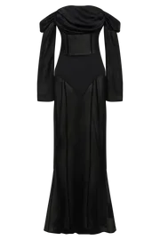 Meshki Maxi Dresses Women Ivanna Off Shoulder Chiffon Maxi Dress 8211 Black Black