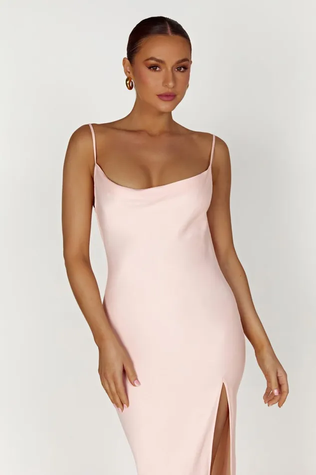 Meshki Maxi Dresses Women Jade Cowl Neck Backless Maxi Dress 8211 Apricot Apricot