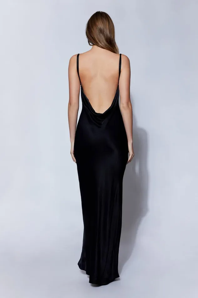 Meshki Maxi Dresses Women Jade Cowl Neck Backless Maxi Dress 8211 Black Black