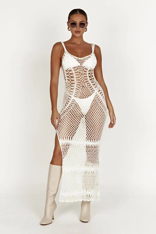 Meshki Maxi Dresses Women Josephine Crochet Maxi Dress 8211 White White
