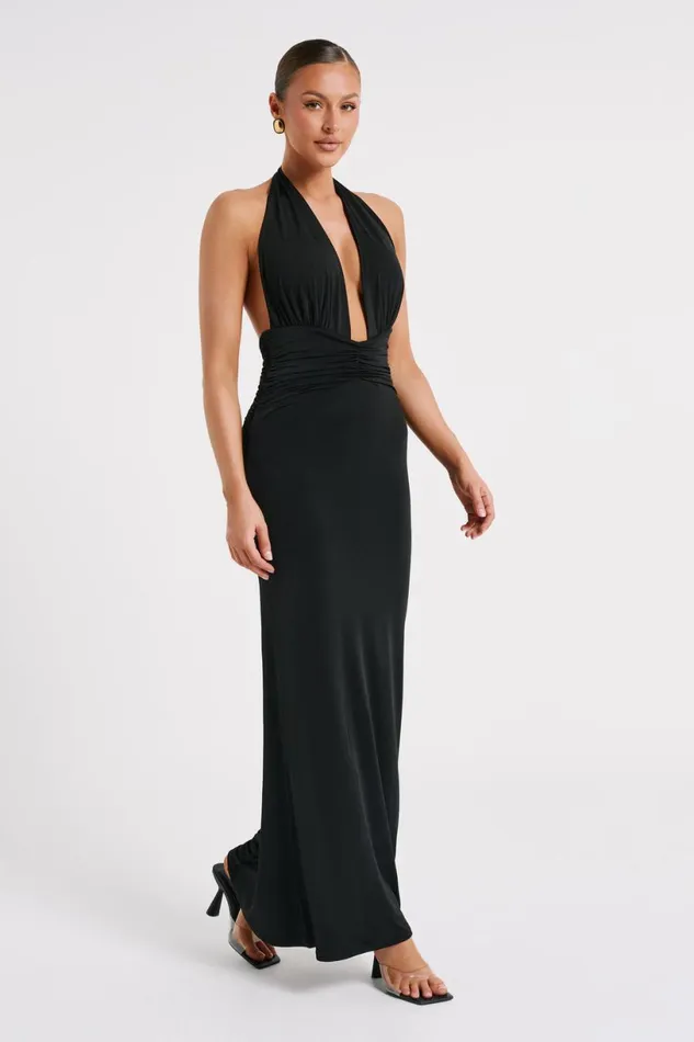 Meshki Maxi Dresses Women Jovanna Slinky Halter Maxi Dress 8211 Black Black
