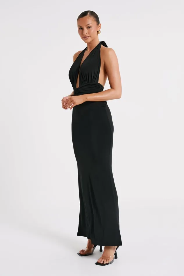 Meshki Maxi Dresses Women Jovanna Slinky Halter Maxi Dress 8211 Black Black