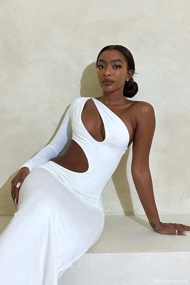 Meshki Maxi Dresses Women Joyce One Shoulder Cut Out Maxi Dress 8211 White White