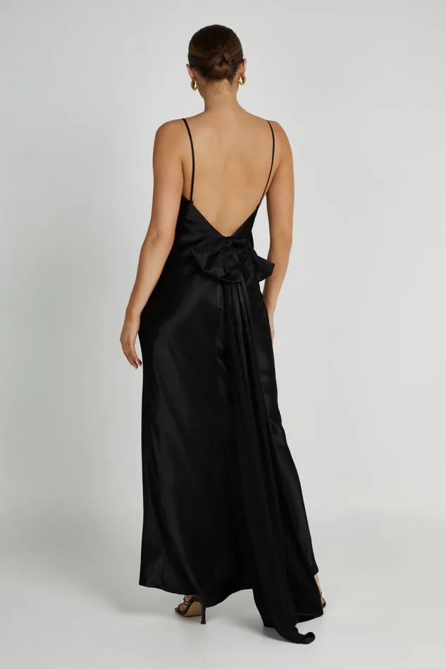 Meshki Maxi Dresses Women Kailey Low Back Maxi Dress With Detachable Bow Train 8211 Black Black Meshki Maxi Dresses Women Kailey Low Back Maxi Dress With Detachable Bow Train 8211 Black Black