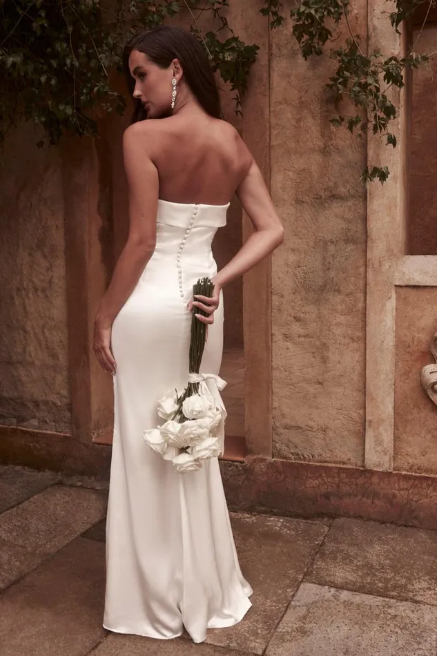 Meshki Maxi Dresses Women Kaitlin Strapless Gown 8211 White White