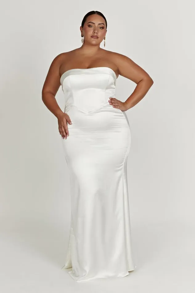 Meshki Maxi Dresses Women Kaitlin Strapless Gown 8211 White White