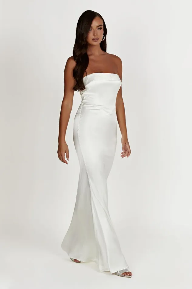 Meshki Maxi Dresses Women Kaitlin Strapless Gown 8211 White White