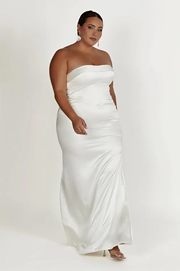 Meshki Maxi Dresses Women Kaitlin Strapless Gown 8211 White White